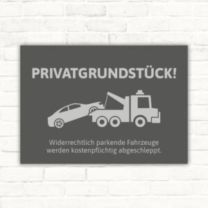 Schild Privatgrundstück grau edel