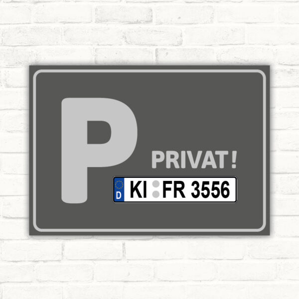Parkplatz grau individuelles Kennzeichen