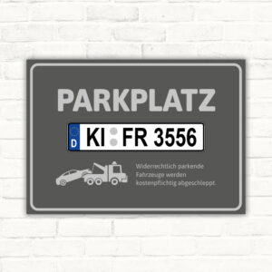 Parkplatzschild individuelles Kennzeichen