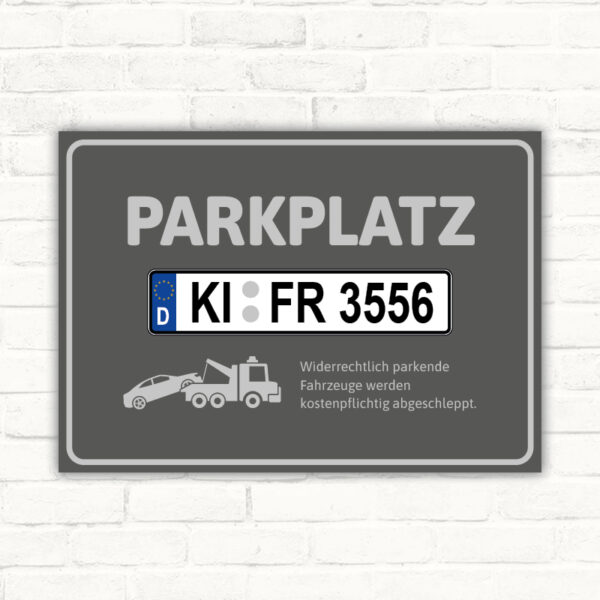 Parkplatzschild individuelles Kennzeichen