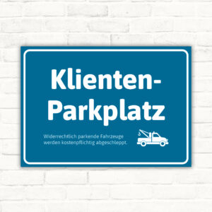 Schild Klientenparkplatz blau