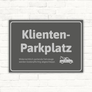 Schild Klientenparkplatz grau edel