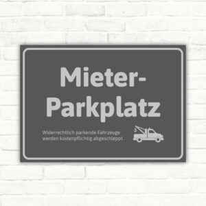 Schild Mieterparkplatz edel grau