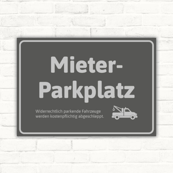 Schild Mieterparkplatz edel grau