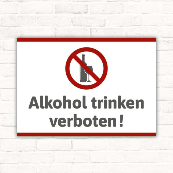 Schild Alkohol trinken verboten Wein
