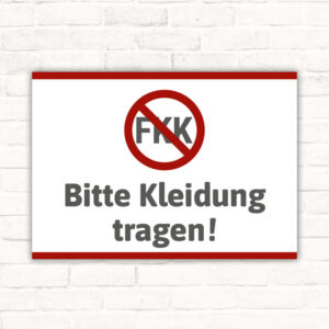 Schild Bitte Kleidung tragen