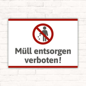 Schild Müll entsorgen verboten