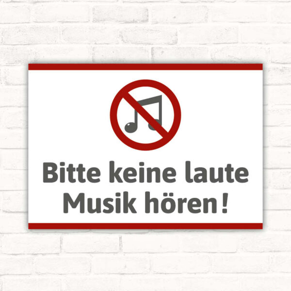 Schild bitte keine laute Musik hören