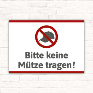 Schild Bitte keine Mütze tragen