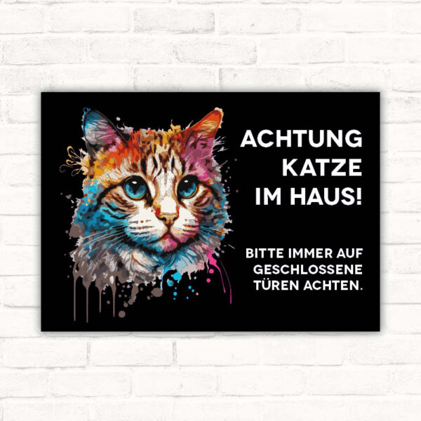 Schild Achtung Katze im Haus