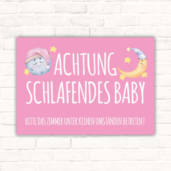 Schild Achtung schlafendes Baby rosa Mädchen