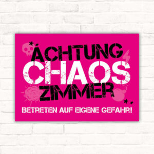 Schild Achtung Chaos Zimmer Kinderzimmer Mädchen