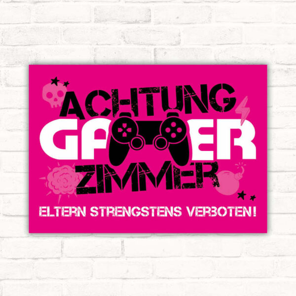Schild Achtung Gamer Zimmer Gaming Mädchen