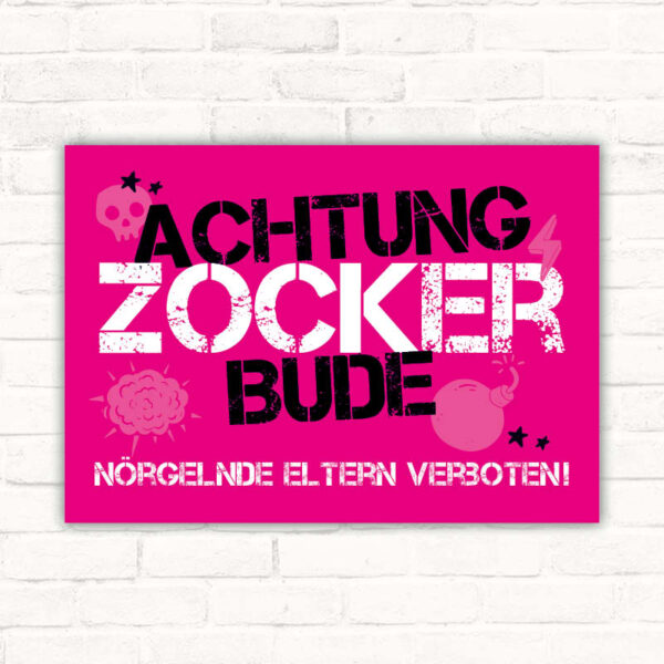 Schild Zockerbude Gamer Gamingzimmer Kinderzimmer Mädchen