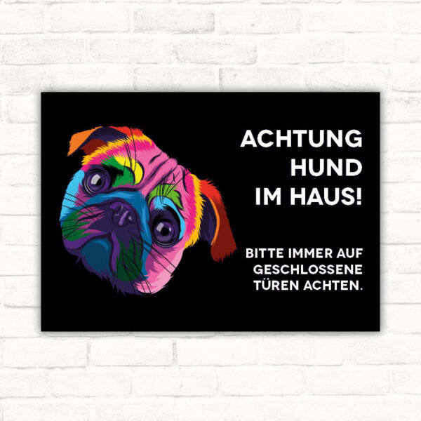 Schild Mops Achtung Hund im Haus