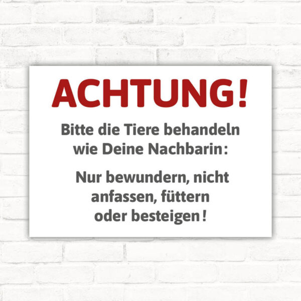 Schild Tierschutz - Tiere nicht anfassen, füttern, besteigen