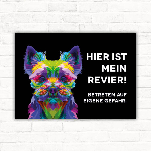 Schild Warnung Yorkshire Terrier - Betreten auf eigene Gefahr