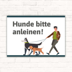 Schild Hunde bitte anleinen Hinweis