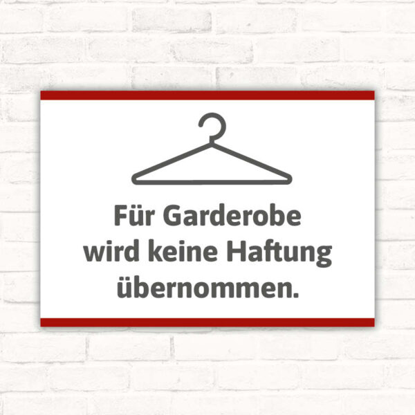 Schild Für Gardeobe wird keine Haftung übernommen