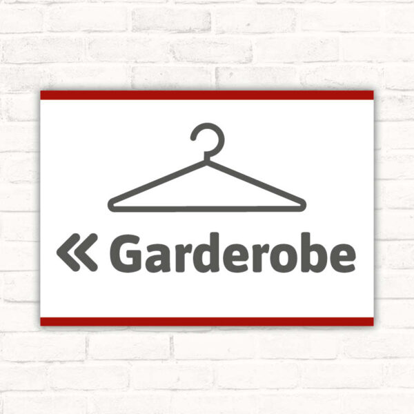 Schild Garderobe links Pfeil