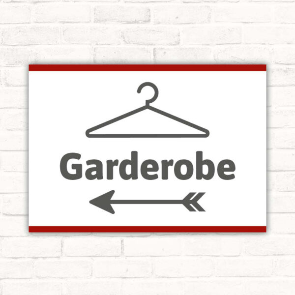 Schild Garderobe links Pfeil