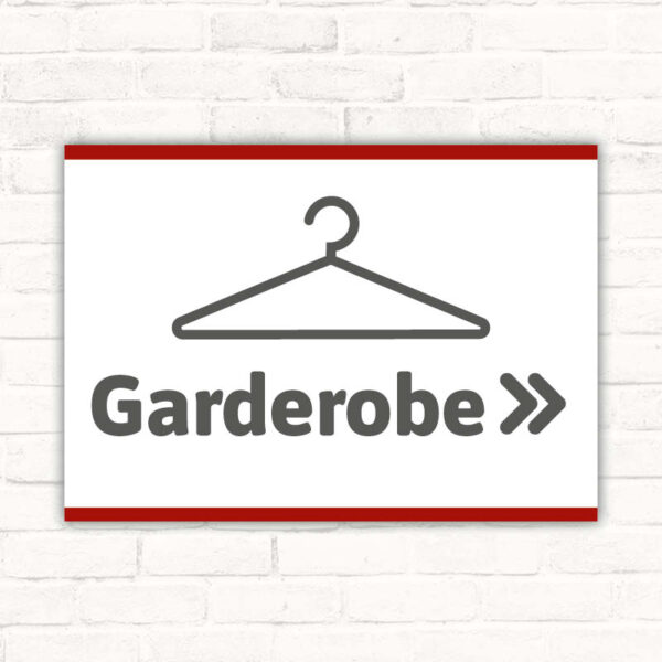 Schild Garderobe Pfeil rechts