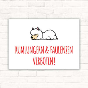Schild Rumlungern und Faulenzen verboten - Schaf