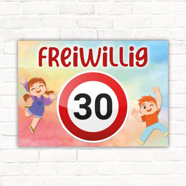 Schild Freiwillig 30