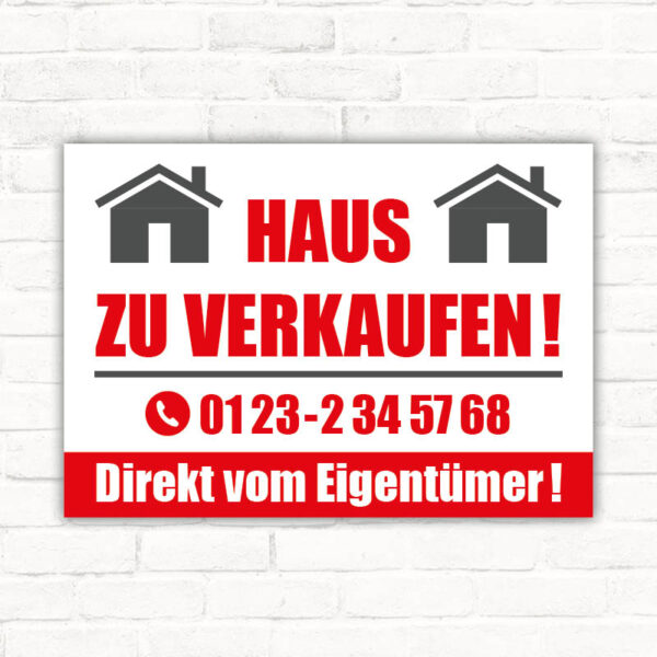 Schild Haus zu verkaufen direkt vom Eigentümer