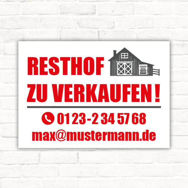 Schild Resthof zu verkaufen