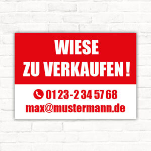 Schild Wiese zu verkaufen