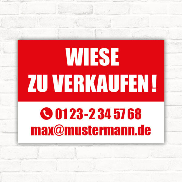 Schild Wiese zu verkaufen