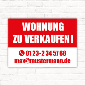 Schild Wohnung zu verkaufen