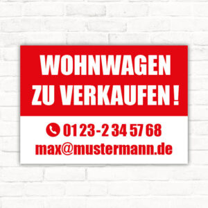 Schild Wohnwagen zu verkaufen