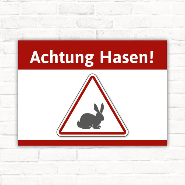 Schild Achtung Hasen
