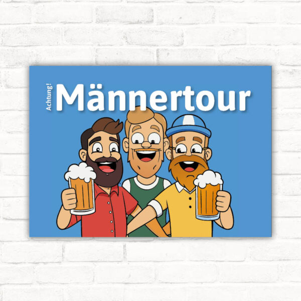 Schild Achtung Männertour Junggesellen Abschied Vatertags Tour Bollerwagen