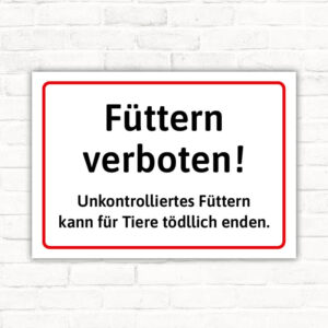 Schild Tiere füttern verboten Hinweis Warnung