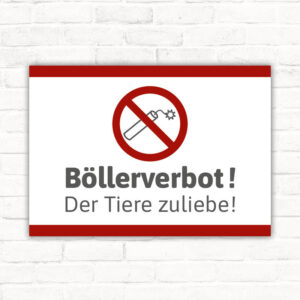 Schild Böllerverbot den Tieren zuliebe
