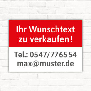 Schild Wunschtext zu verkaufen Haus, Wohnung, Auto