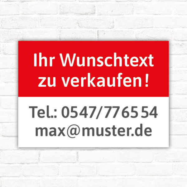 Schild Wunschtext zu verkaufen Haus, Wohnung, Auto