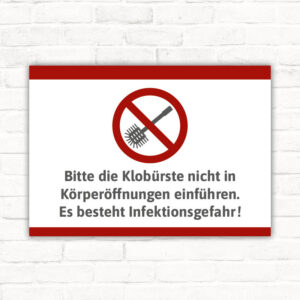 Schild Klobürste Lustiger Hinweis Nicht in Körperöffnungen einführen