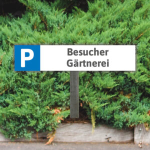 Schild Parkplatzschild Kennzeichenschild Besucher Gärtnerei