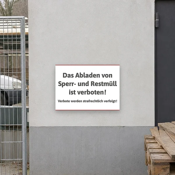 Sperrmüll und Restmüll abladen verboten Schild