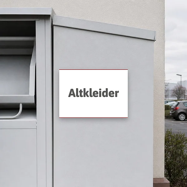 Altkleider Schild – Hinweisschild für Sammelstelle