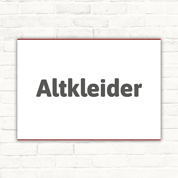 Altkleider Schild – Hinweisschild für Sammelstelle
