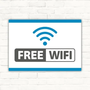 FREE WIFI Schild mit WLAN-Symbol im Querformat