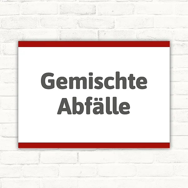 Schild mit der Aufschrift Gemischte Abfälle