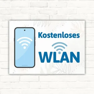 Schild mit Smartphone-Symbol und der Aufschrift Kostenloses WLAN