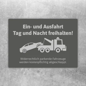 Aufkleber mit Abschlepper und Hinweis „Einfahrt freihalten“ in grau edlem Design.