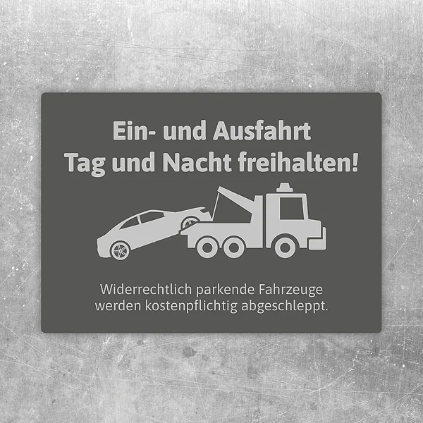 Aufkleber mit Abschlepper und Hinweis „Einfahrt freihalten“ in grau edlem Design.